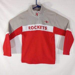 NBA Houston Rockets Fleece Jacket Youth Lg 12-14 Red White Gray 1/4 Zip Long Sle